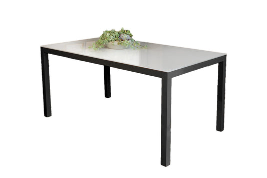 Dinello, Table Black Legs With White Glass, 30 X48"