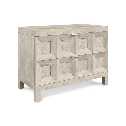 Rado Squares, White oak, Wide, Two Drawer Nightstand