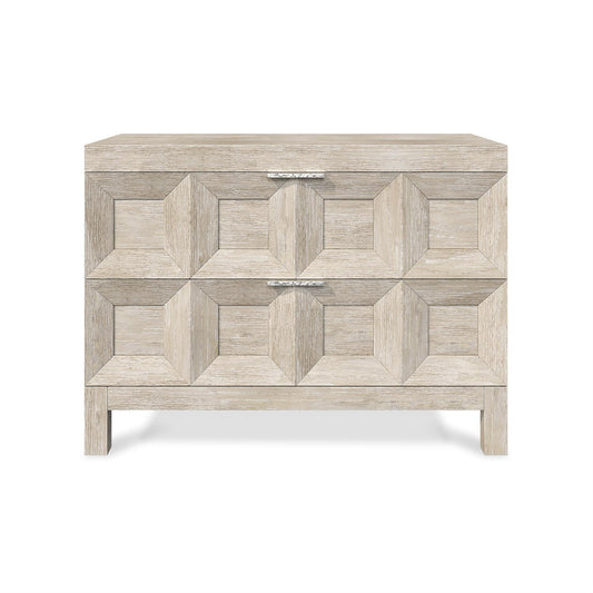 Rado Squares, White oak, Wide, Two Drawer Nightstand