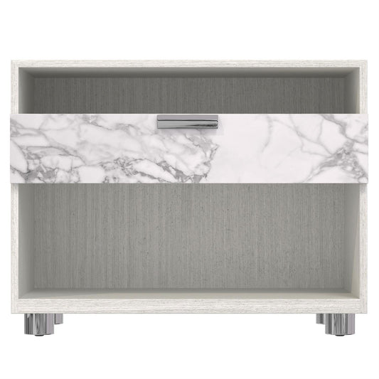 Tratum, Marble,  One Drawer Nightstand