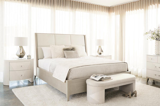Aniom, Linear White Upholstered  Bench