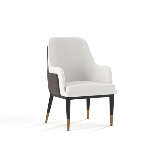 Gladiator, Upholstered, Taupe Leather and Velvet, Armchair