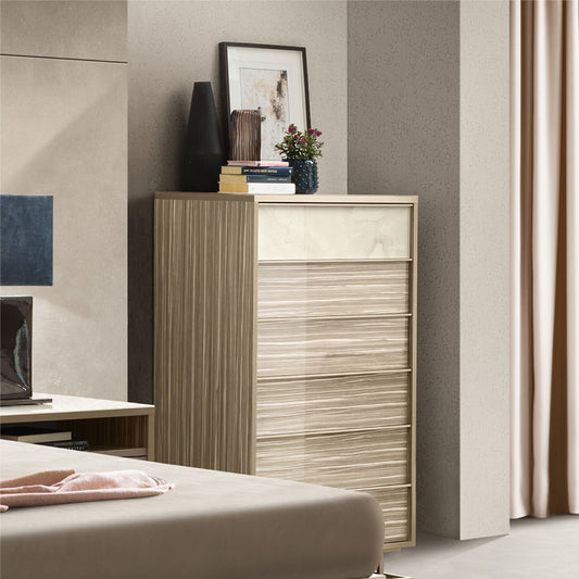 Lux, Onyx Veneer, 5 Drawer, Tall Chest