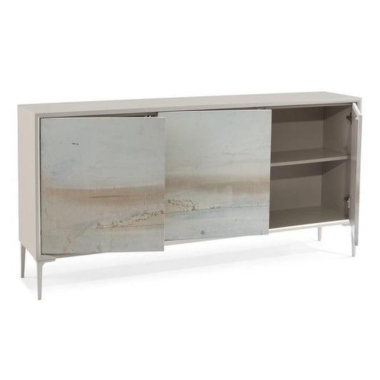 Soft Blue Three-Door Cabinet