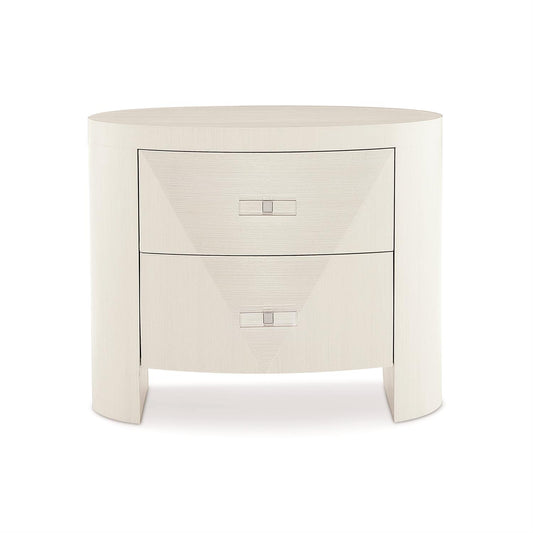 Aniom, Rounded, Linear White Two drawers Nightstand