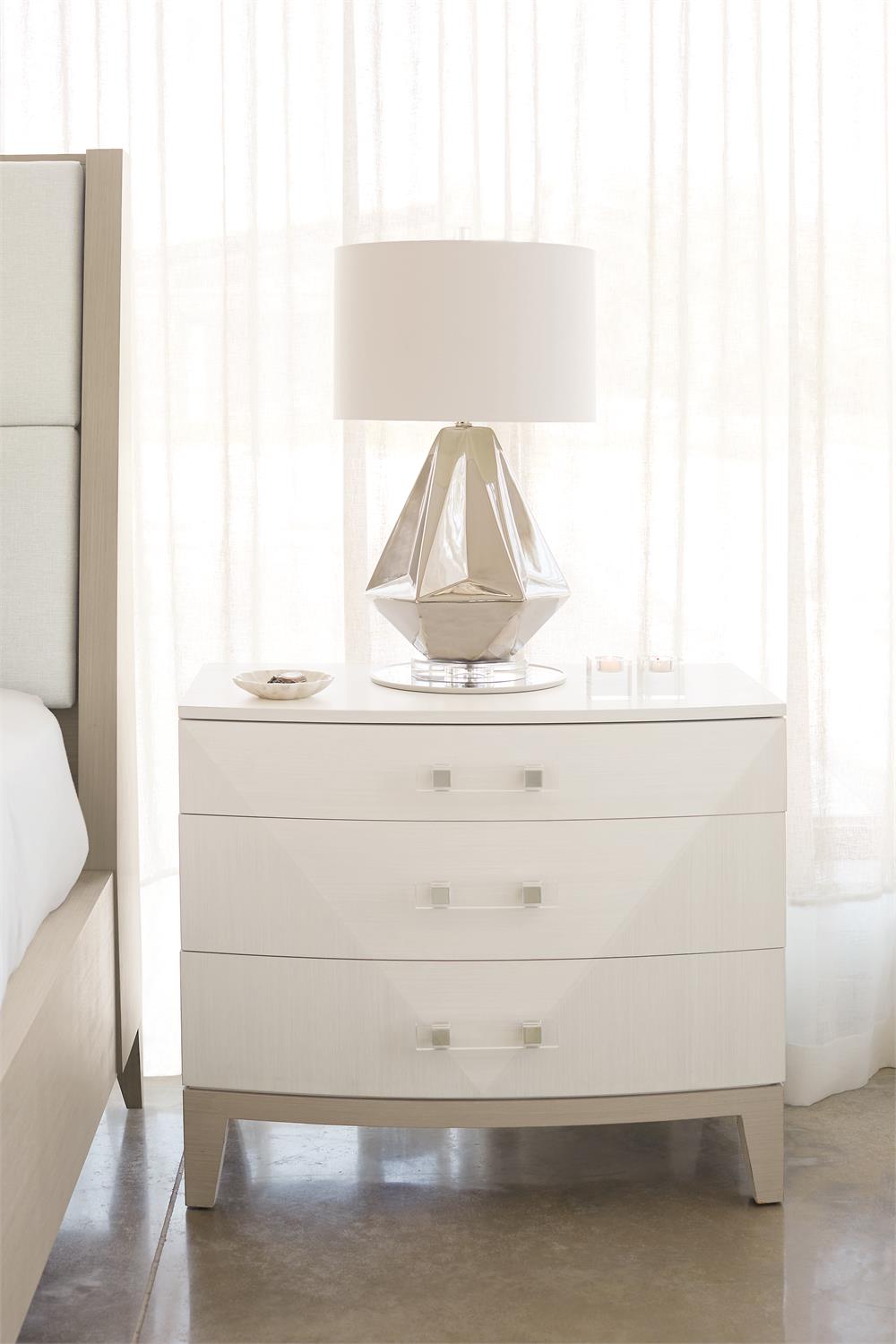 Aniom, Linear White, Large, Three drawers, Nightstand