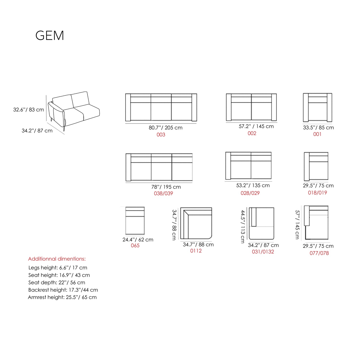 Gem, Cognac Three Seater Sofa