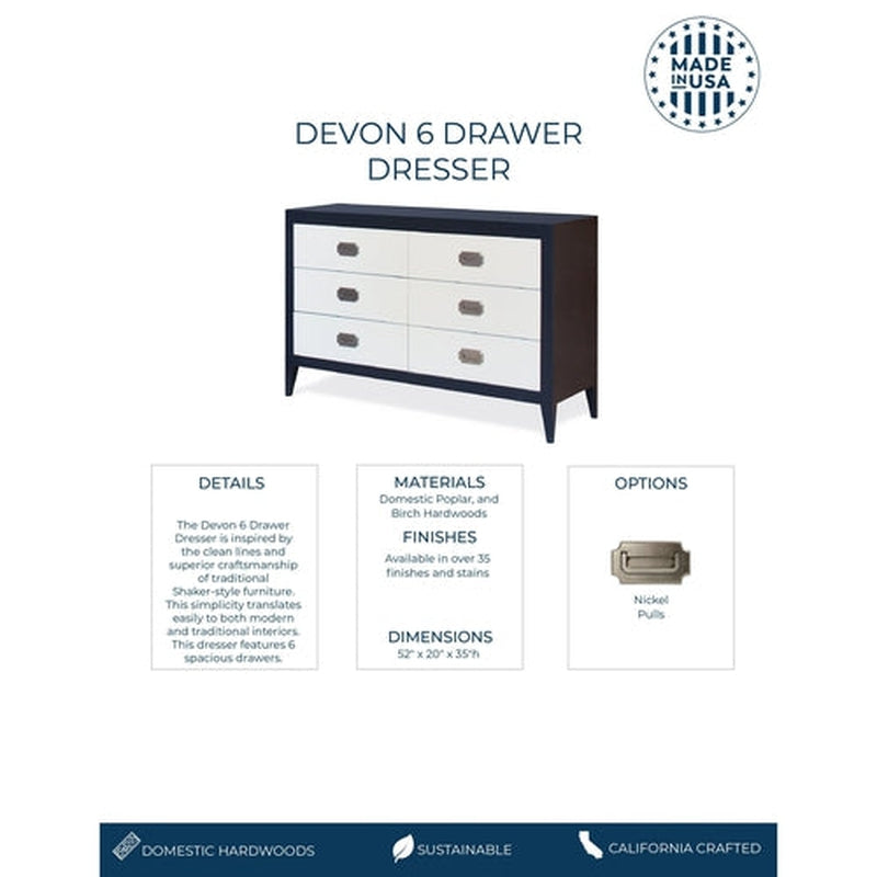 Devon 6 Drawer Dresser