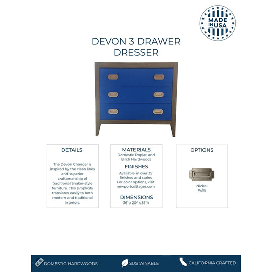Devon 3 drawer Dresser